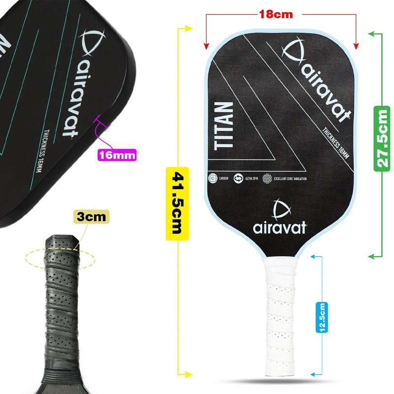 Airavat Titan 3K Carbon Pickleball Paddle (Black) 2