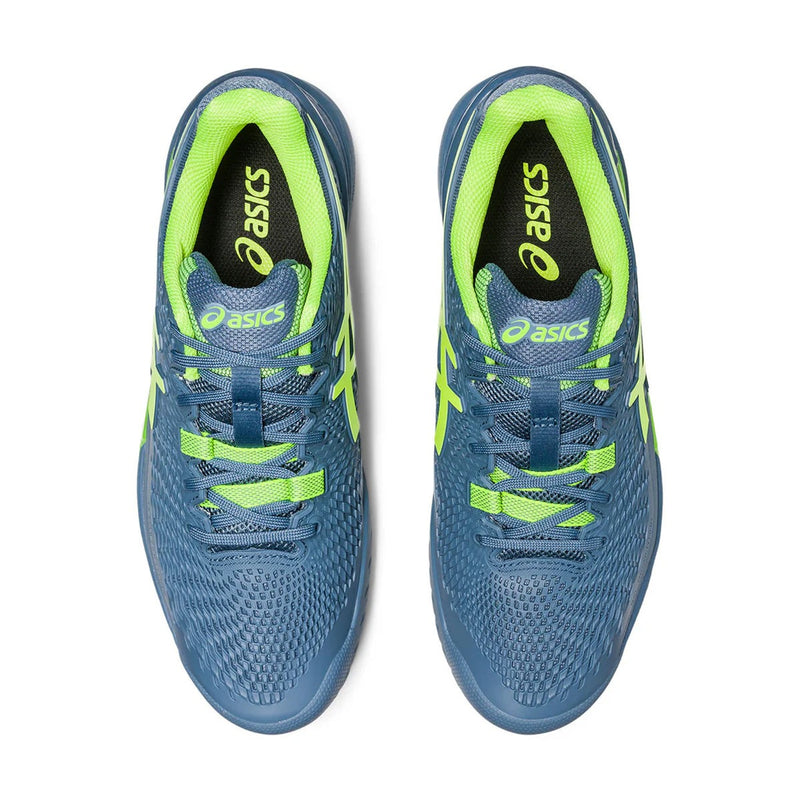 Asics Gel Resolution 9 Court Shoes (Steel Blue/Hazard Green) 6