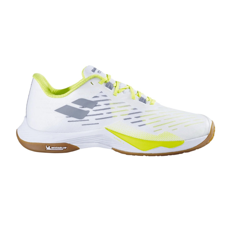 Babolat Shadow Tour 5 Badminton Shoes (White/Lime) 2