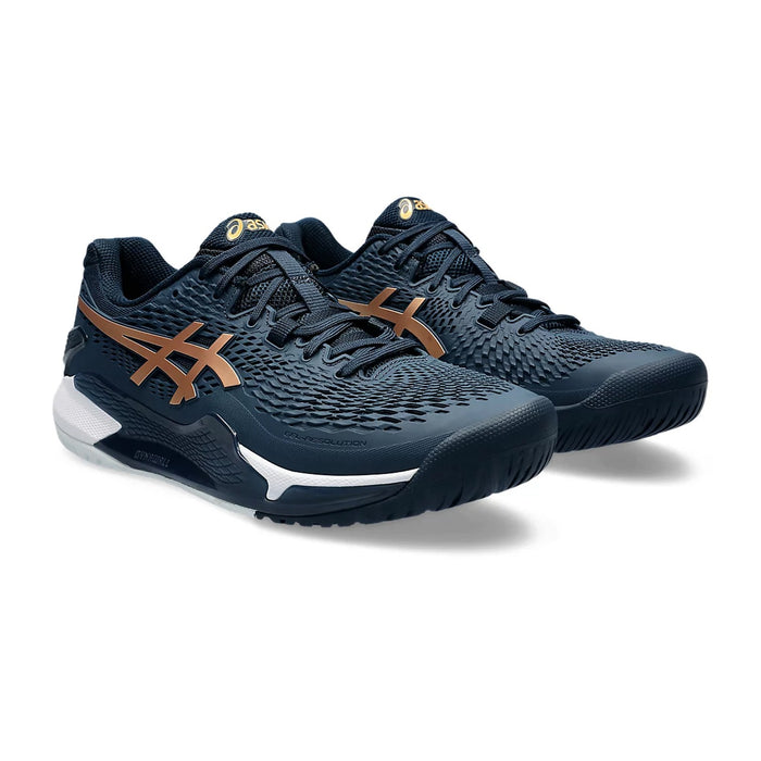Asics Gel Resolution 9 Tennis Shoes (French Blue/Pure Gold) 3