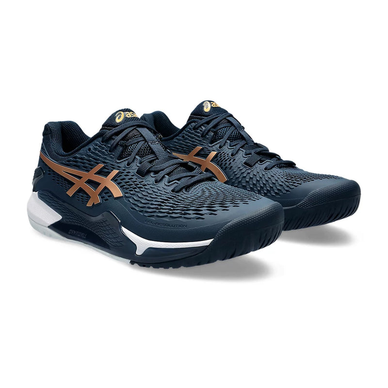 Asics Gel Resolution 9 Tennis Shoes (French Blue/Pure Gold) 3