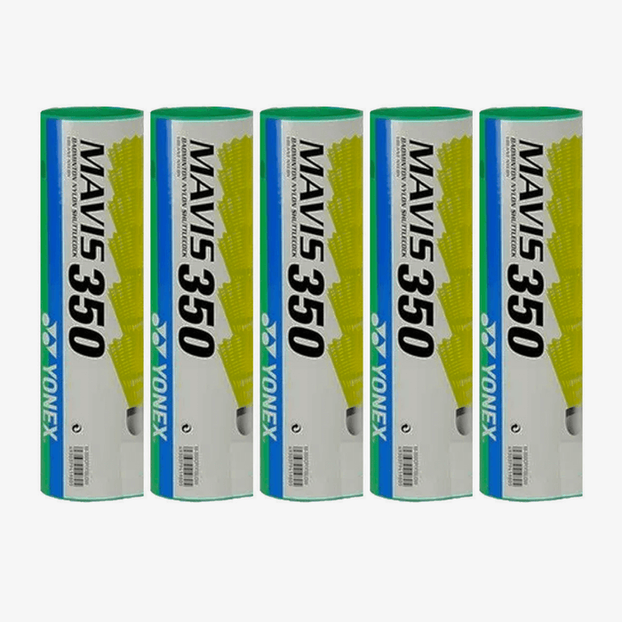 Yonex Mavis 350 Badminton Nylon Shuttlecock (Green Cap) - Pack of 5 1