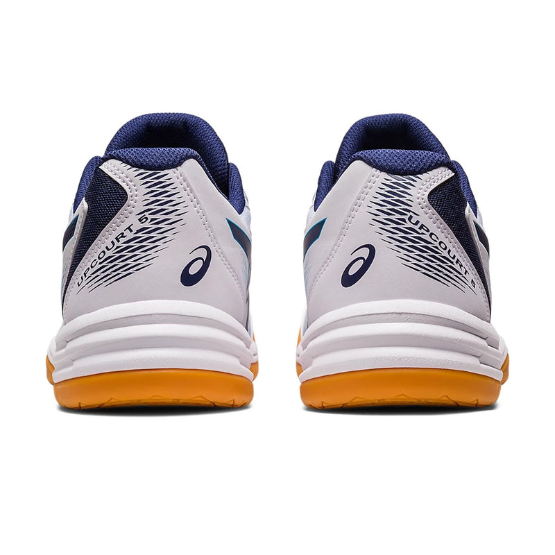 Asics Upcourt 5 Badminton Shoes (White/Blue Indigo) 5