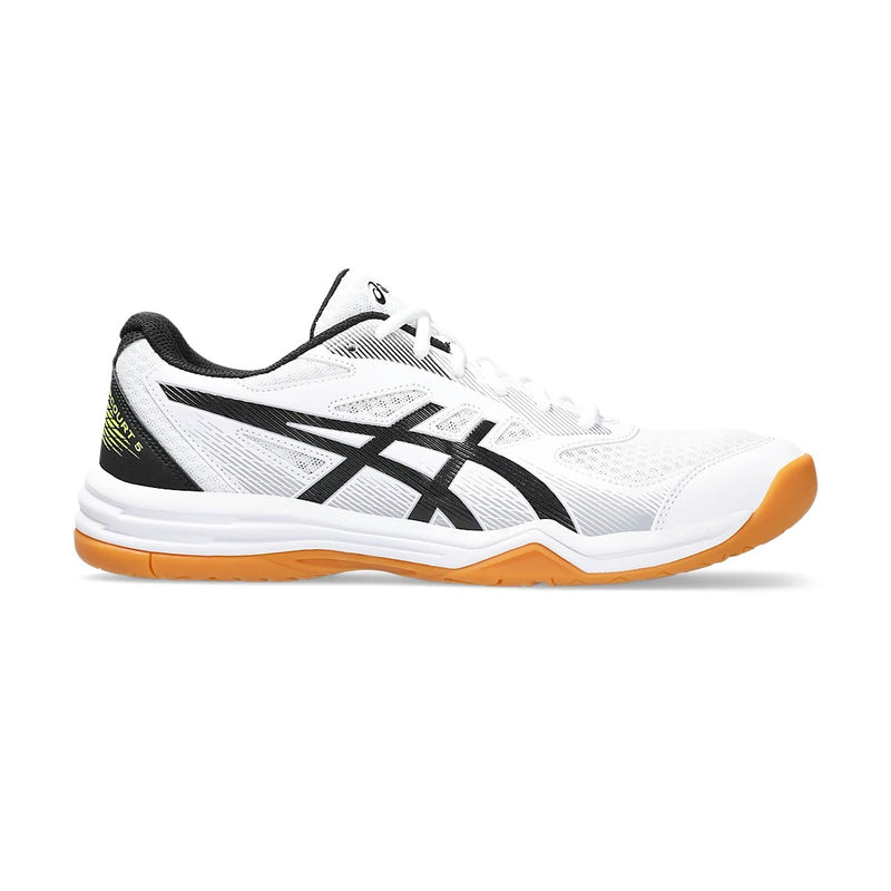 Asics Upcourt 5 Badminton Shoes (White/Safety Yellow) 1