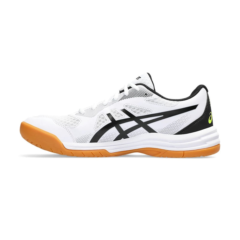 Asics Upcourt 5 Badminton Shoes (White/Safety Yellow) 2