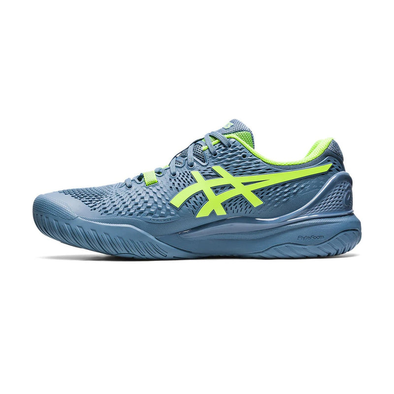 Asics Gel Resolution 9 Court Shoes (Steel Blue/Hazard Green) 2