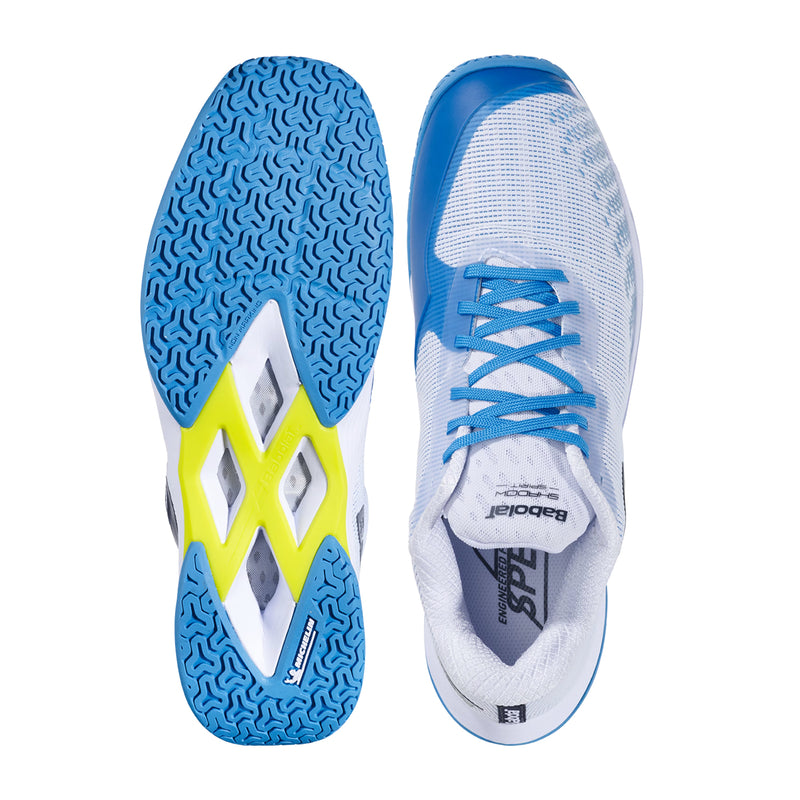Babolat Shadow Spirit 2 Badminton Shoes (White/Algier Blue) 4