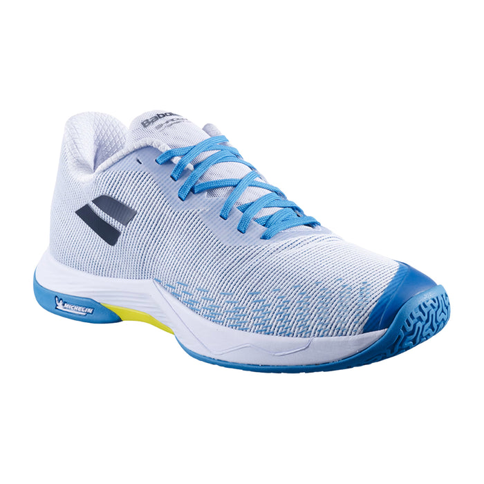 Babolat Shadow Spirit 2 Badminton Shoes (White/Algier Blue) 1