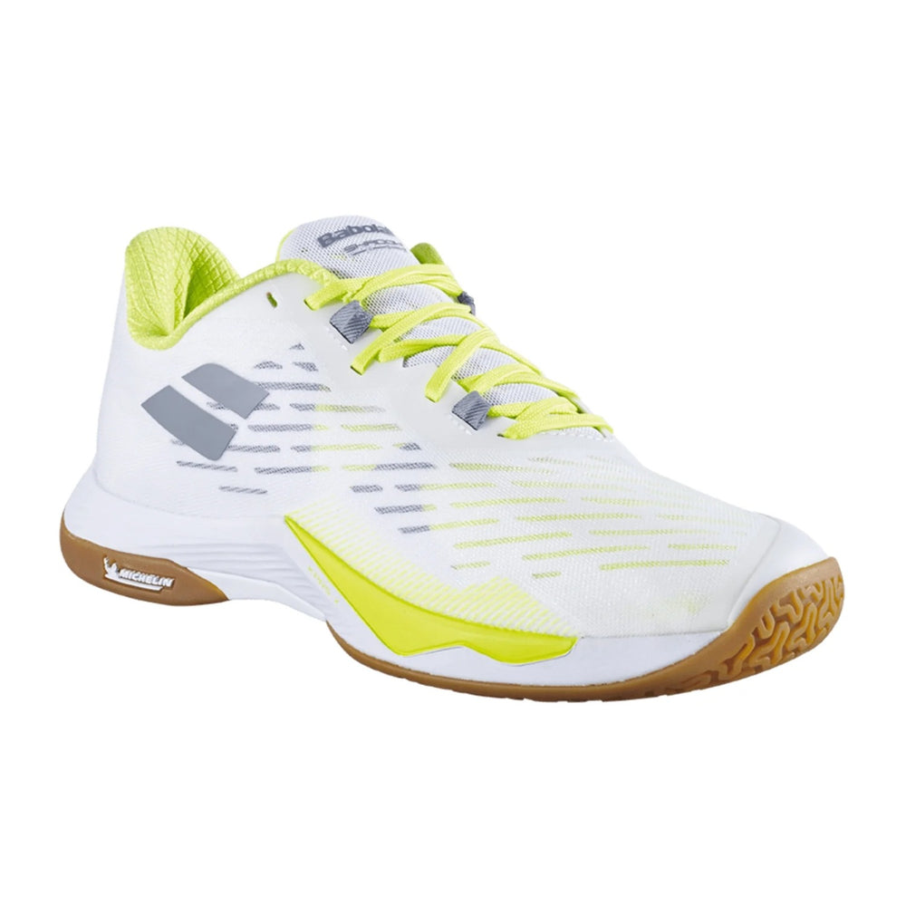 Babolat Shadow Tour 5 Badminton Shoes (White/Lime)