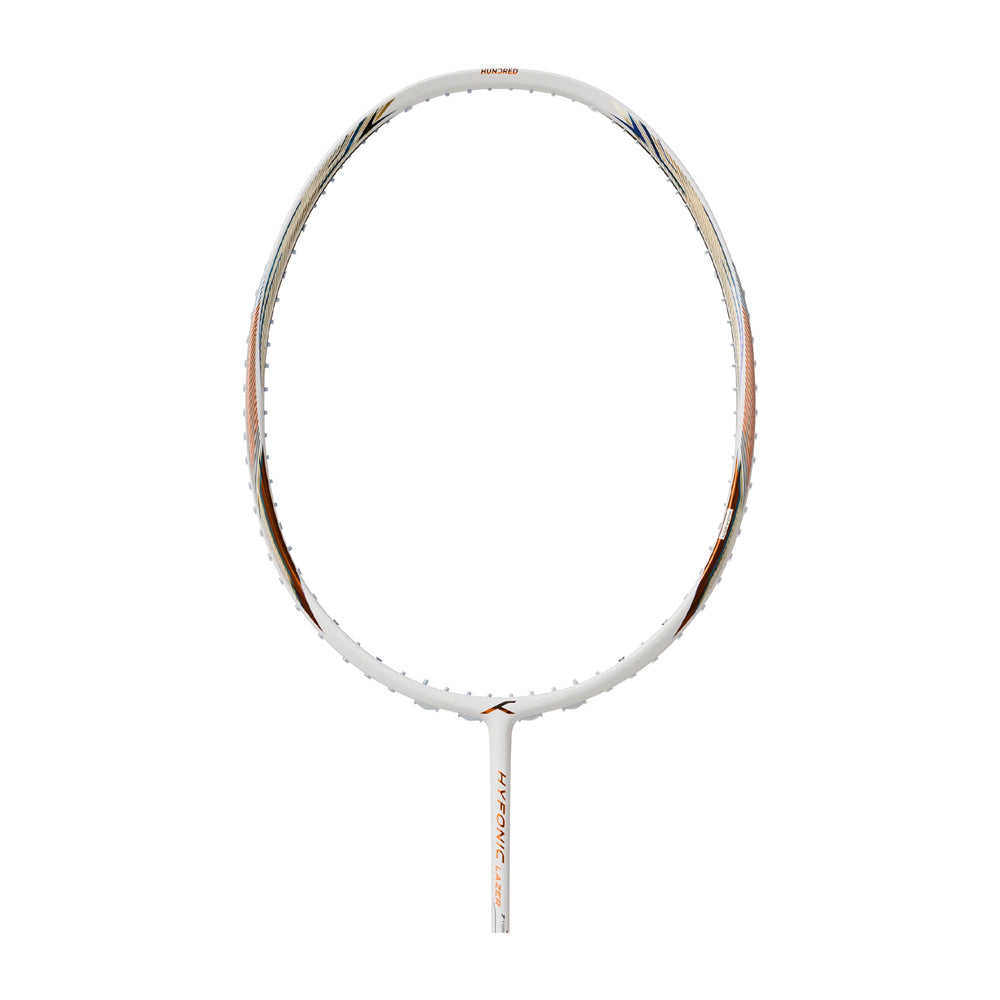Hundred Hyfonic Lazer Badminton Racket - 5U (White/Copper)