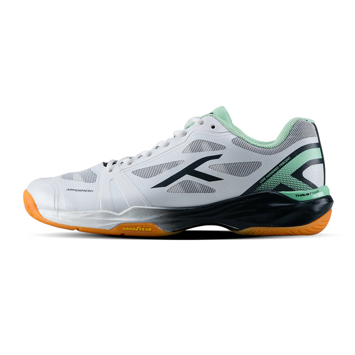 Hundred Phenom Badminton Shoes (White/Grey/Green) 1
