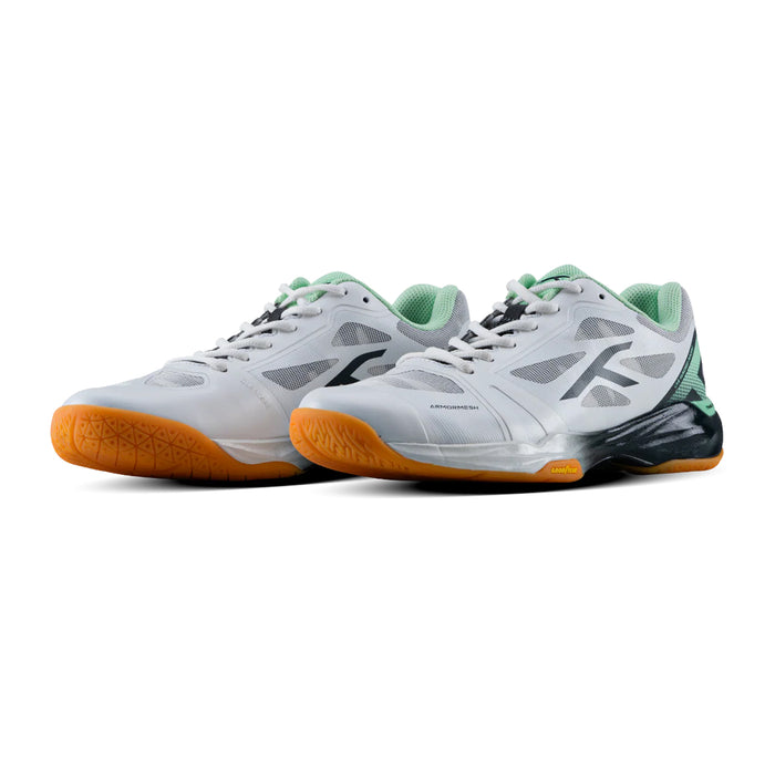 Hundred Phenom Badminton Shoes (White/Grey/Green) 3