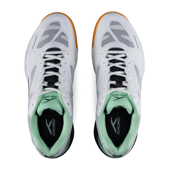Hundred Phenom Badminton Shoes (White/Grey/Green) 5