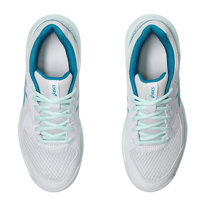 Asics Gel Dedicate 8 Tennis Shoes (White/Teal Blue) 6