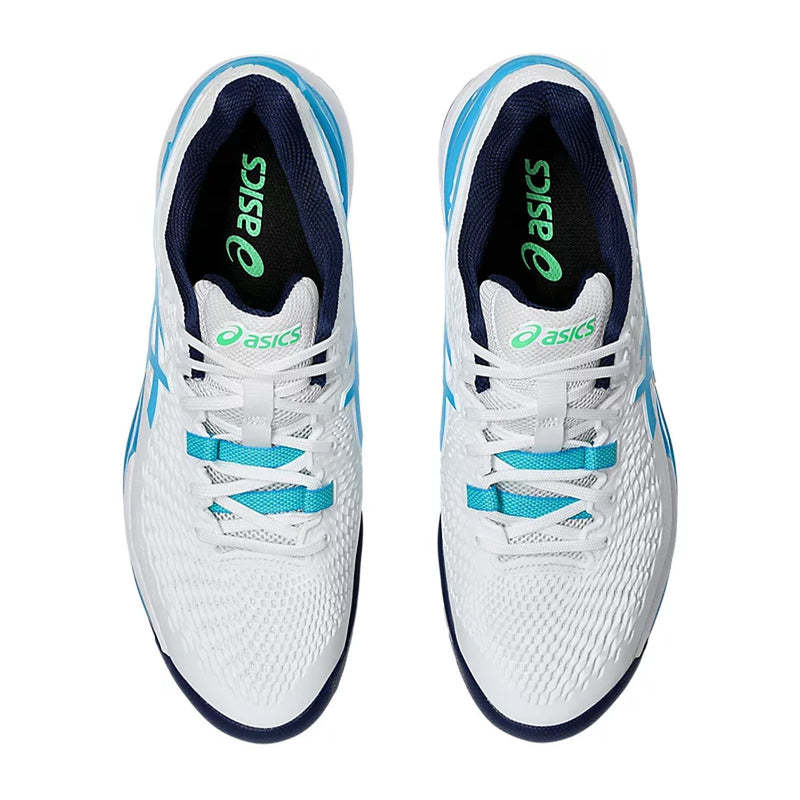 Asics Gel Resolution 9 Tennis Shoes (White/Digital Aqua) 6