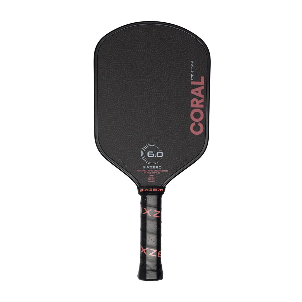 Six Zero Coral Pickleball Paddle 16mm (Black) - Elongated