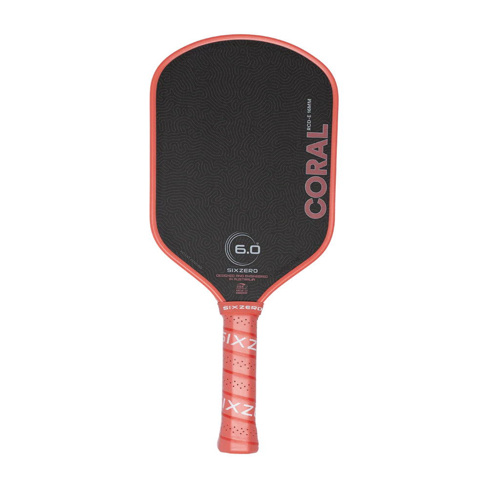 Six Zero Coral Pickleball Paddle 16mm (Coral Pink) - Elongated