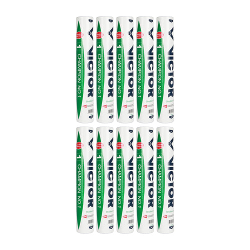 Victor Champion 1 Badminton Feather Shuttlecock (Speed 76) - Pack of 10