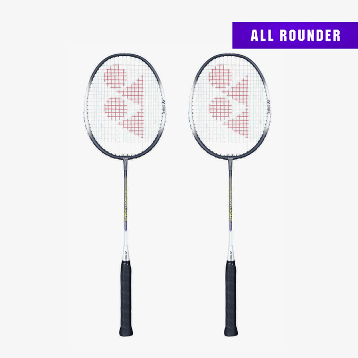 YONEX ZR 100 Strung Badminton Racket (Set of 2) (Black/ White) 1