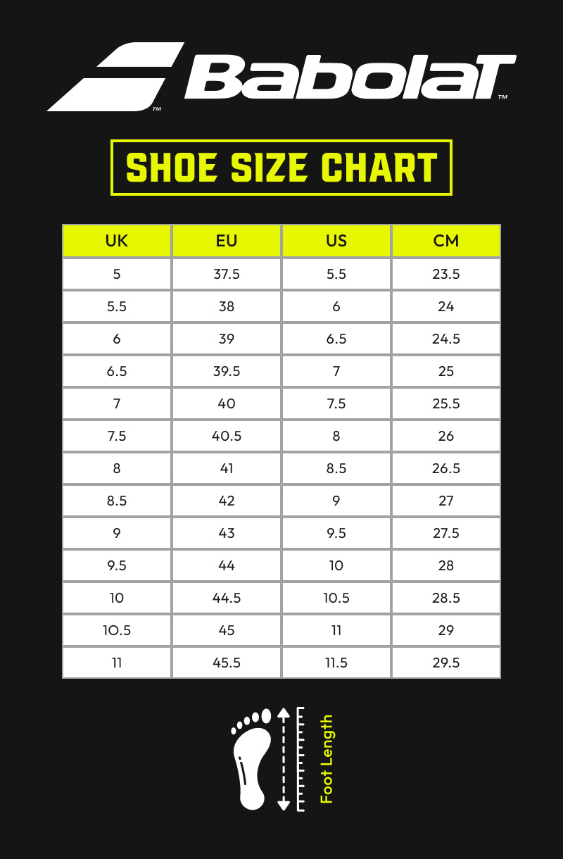 Babolat shoes size chart