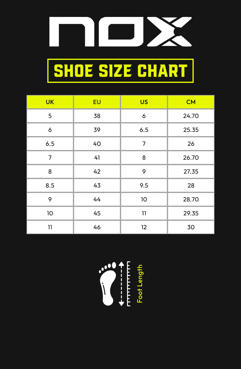 Nox shoes size chart
