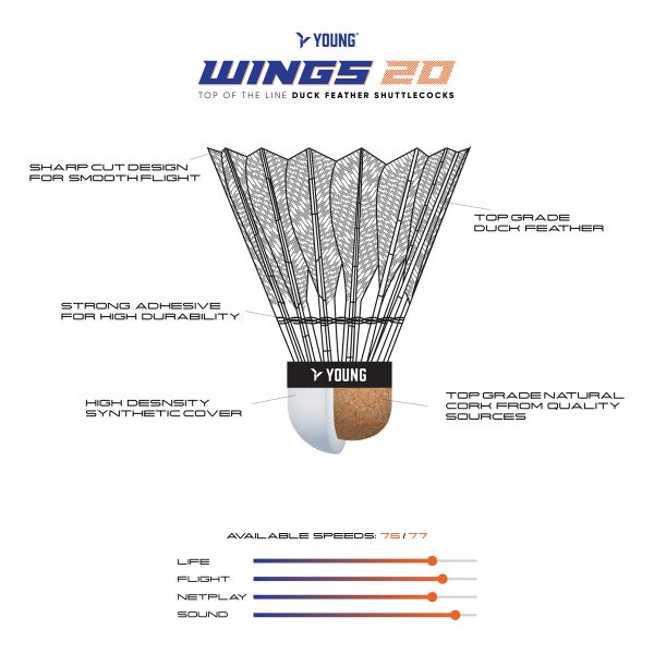 young wings 20 badminton feather shuttlecock