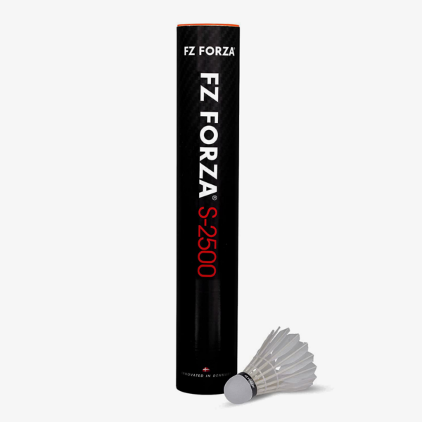 A black can of fz forza shuttlecock and beside one shuttlecock of that can