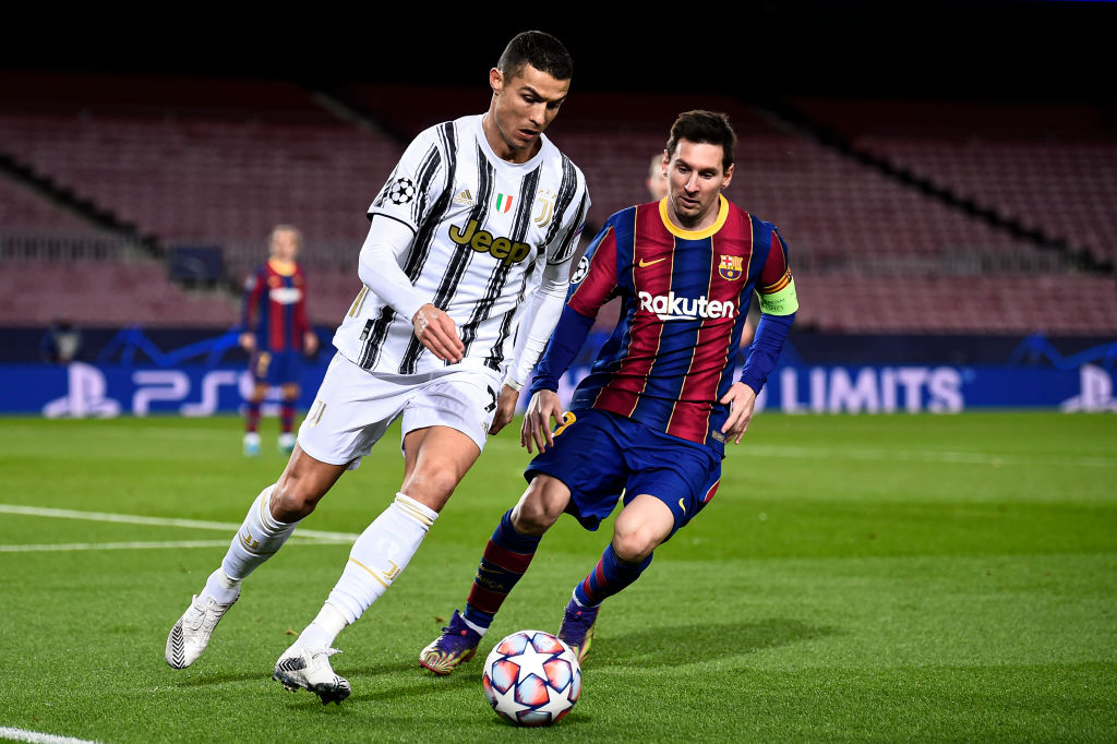 Ronaldo and Messi Playing Football