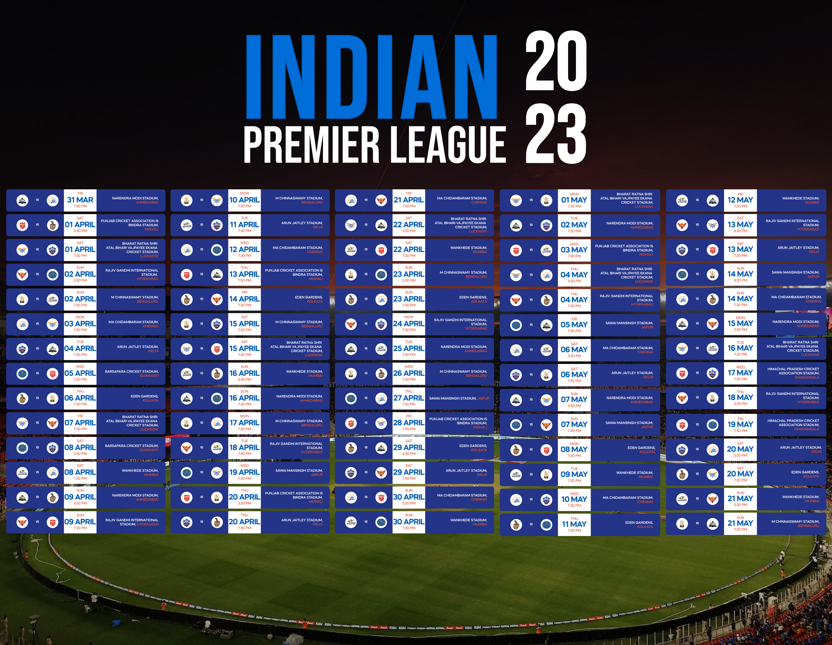 Schedule of IPL 2023