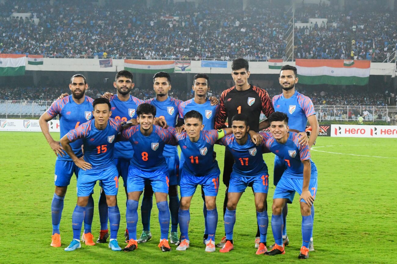 Indian Football Team Captain Chhetri with Team