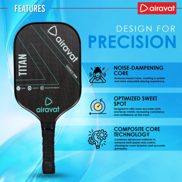 Airavat Titan 3K Carbon Pickleball Paddle (Black)