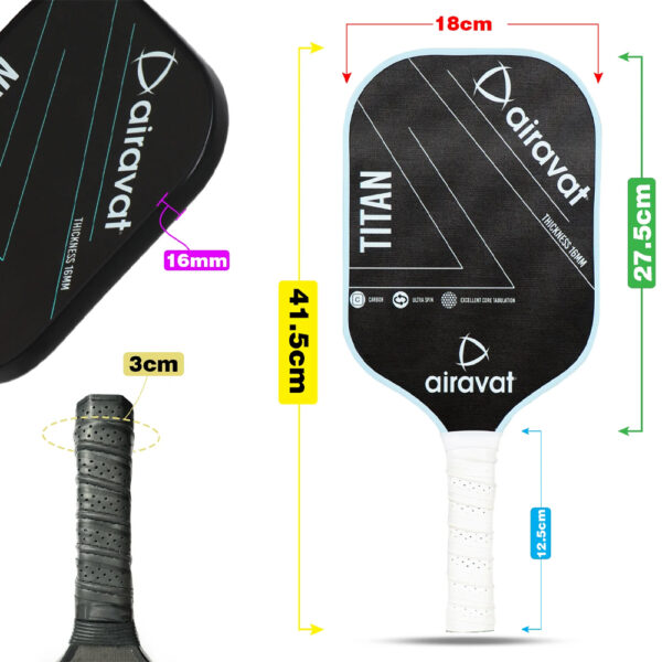 Airavat Titan 3K Carbon Pickleball Paddle (Black)