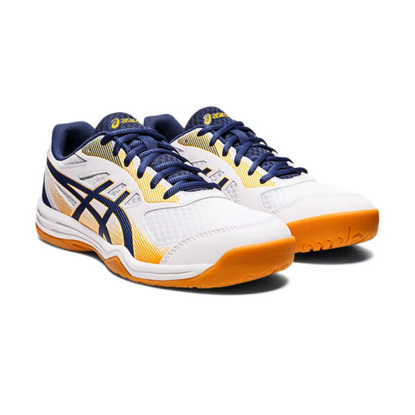 Asics Upcourt 5 Badminton Shoes (White/Deep Ocean)