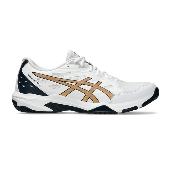 Asics Gel Rocket 11 Badminton Shoes (White/Pure Gold)