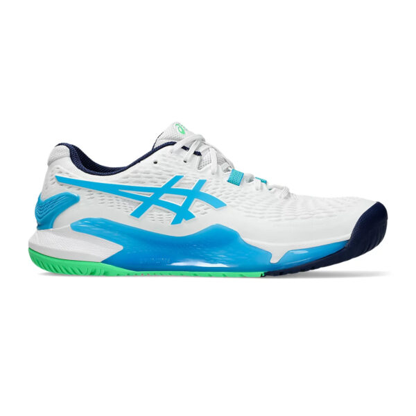 Asics Gel Resolution 9 Tennis Shoes (White/Digital Aqua)