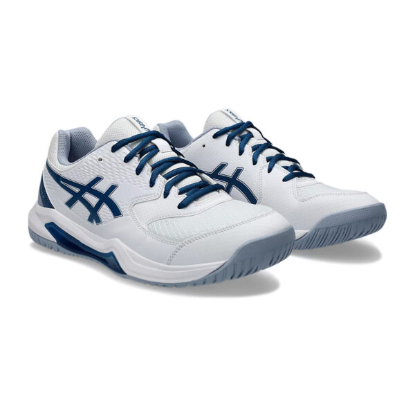 Asics Gel Dedicate 8 Tennis Shoes (White/Mako Blue)