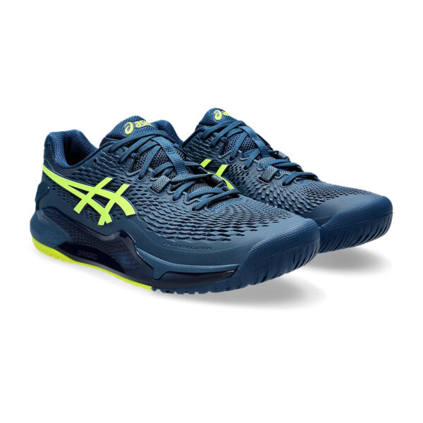 Asics Gel Resolution 9 Tennis Shoes (Mako Blue/Safety Yellow)