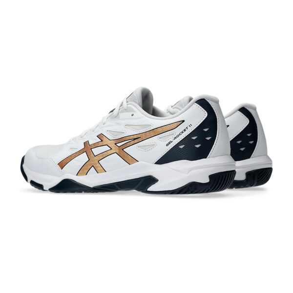 Asics Gel Rocket 11 Badminton Shoes (White/Pure Gold)