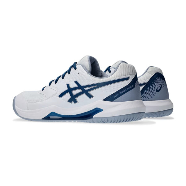 Asics Gel Dedicate 8 Tennis Shoes (White/Mako Blue)