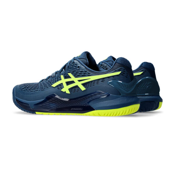 Asics Gel Resolution 9 Tennis Shoes (Mako Blue/Safety Yellow)