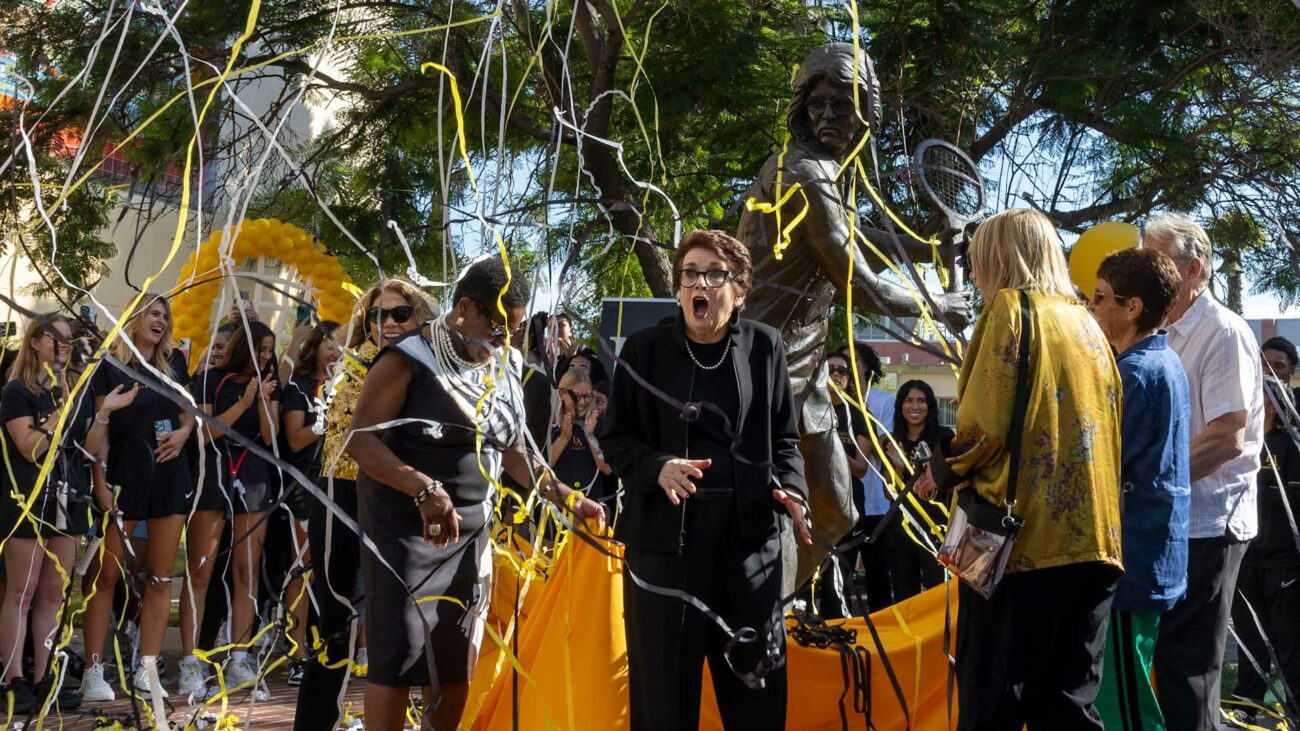 Billie Jean King Unveiled in Bronze at Cal State LA, Returns to Complete Degree