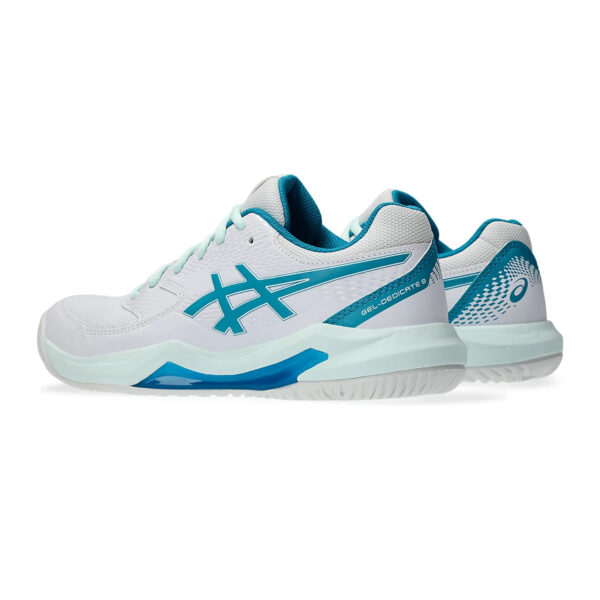 Asics Gel Dedicate 8 Tennis Shoes (White/Teal Blue)