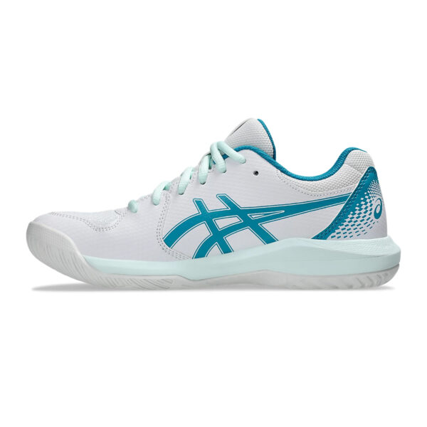 Asics Gel Dedicate 8 Tennis Shoes (White/Teal Blue)