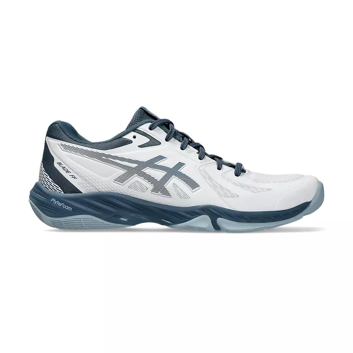 Asics Blade FF Badminton Shoes (White/Vintage Indigo) God of Sports