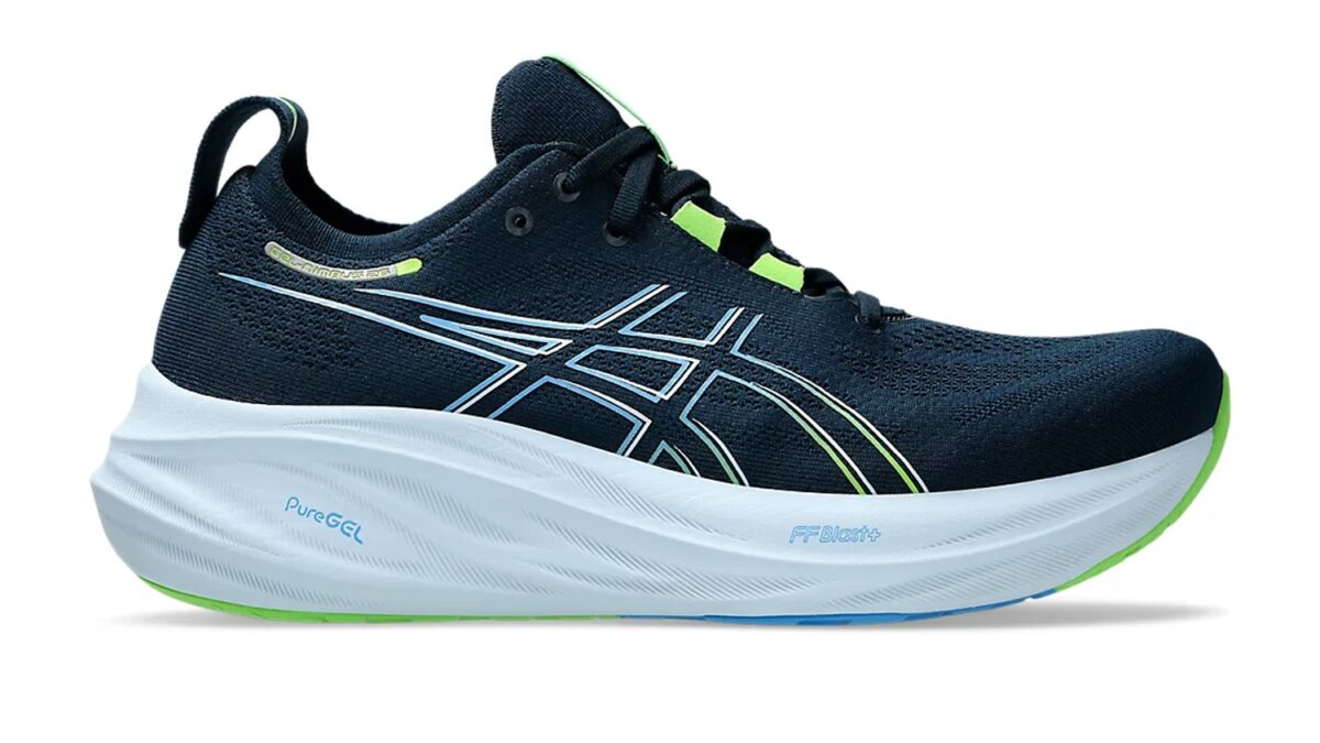 Asics Gel Nimbus 26 Running Shoes (French Blue/Electric Lime) - Main Image