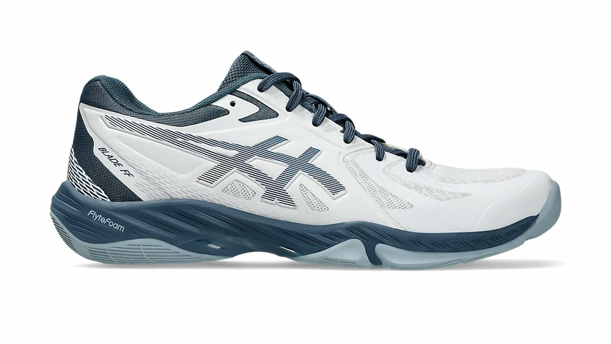 Shop ASICS Blade FF Court Shoes (White/Vintage Indigo) Online