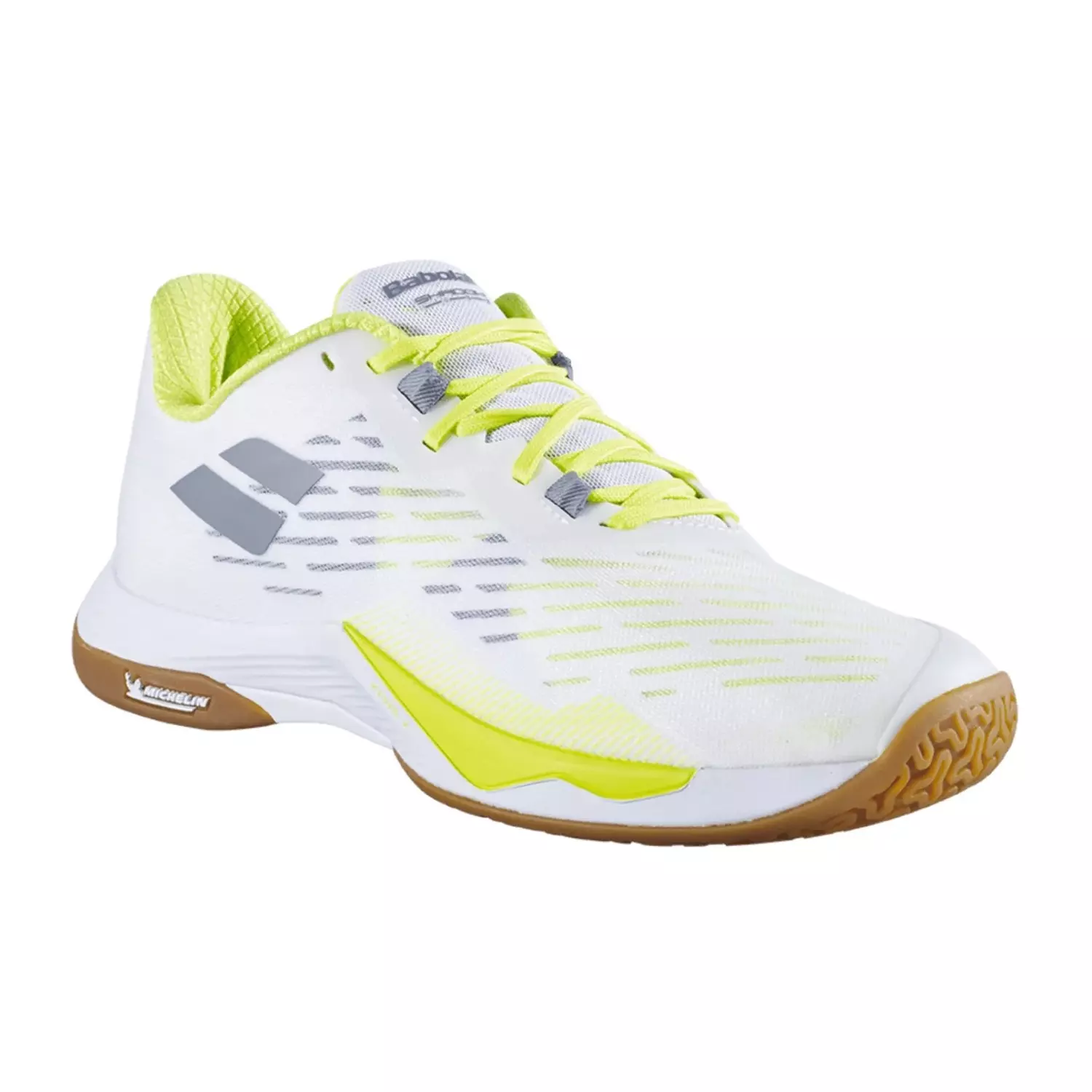 Shop Babolat Shadow Tour Badminton Shoes (White/Lime)
