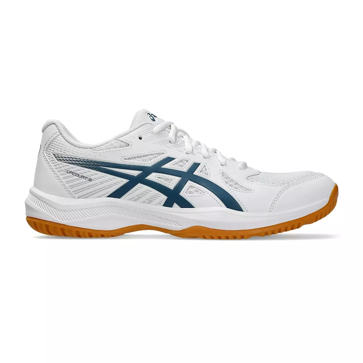 シューズ ASICS UPCOURT 6 Shop Asics Upcourt 6 Badminton Shoes (White/Vintage Indigo)