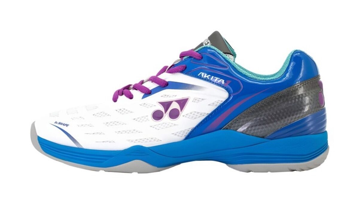 Shop Yonex Akita Badminton Shoes (White/Midnight Obsidiant)