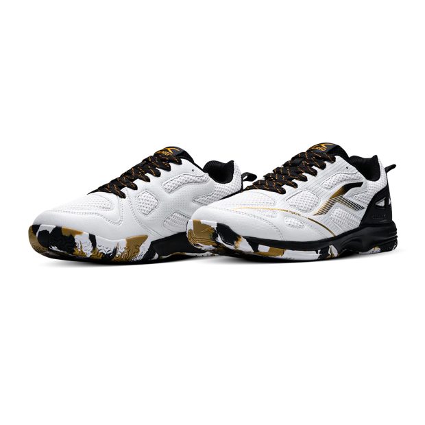 Hundred Raze Pro Badminton Shoes (White/Gold/Black)